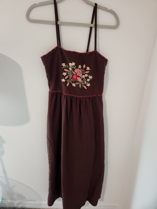 Sim & Sam Dresses & Skirts - Brown Floral Embroidered Maxi Dress